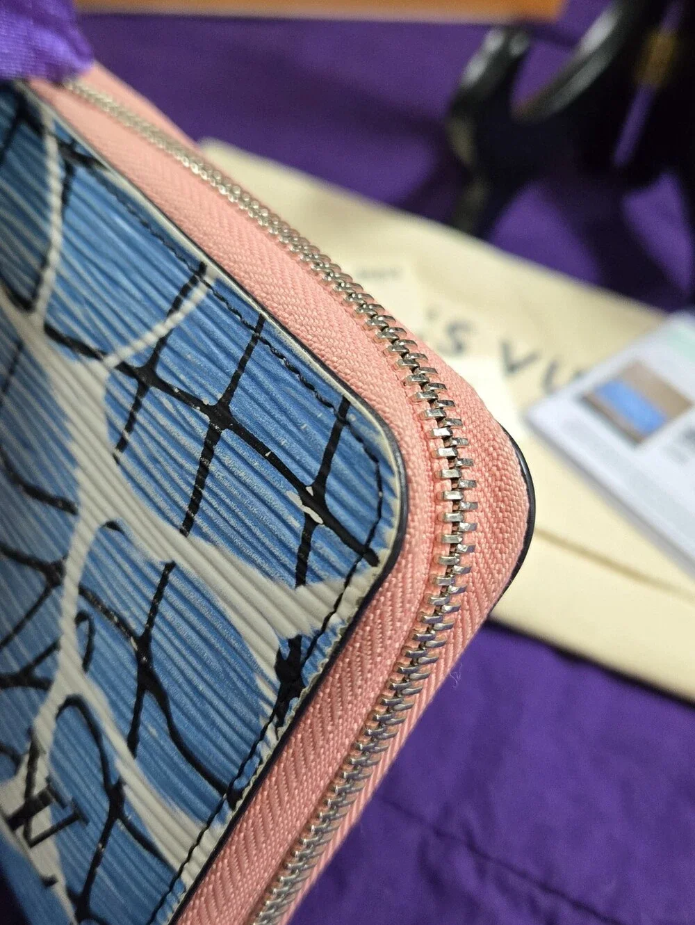 Louis Vuitton Limited Edition Epi "Aqua Line" Leather Zippy Long Wallet With COA - Picture 3 of 16
